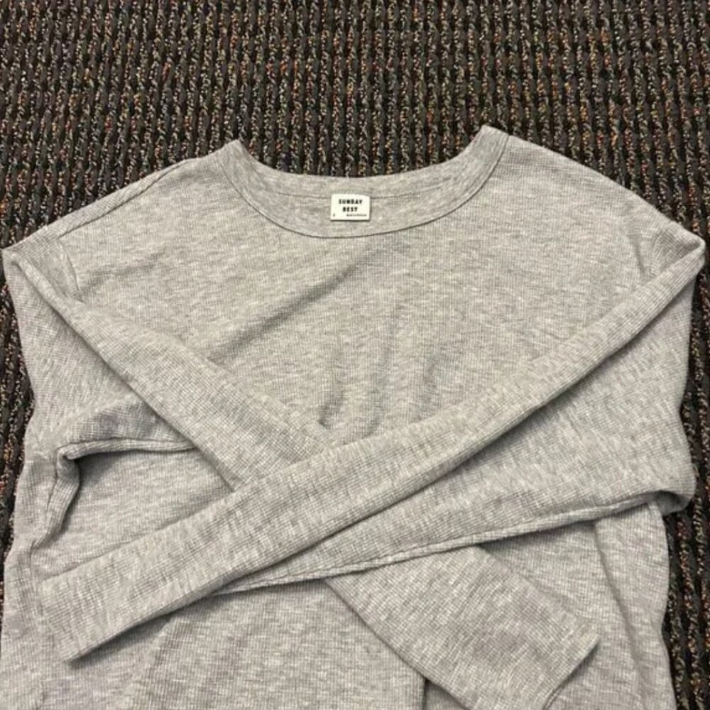 Aritzia Sunday Best Grey Baby Waffle Longsleeve - S